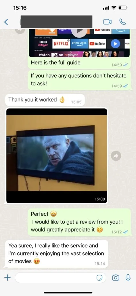 Scotiptv WhatsApp Customer Support Conversation Proof