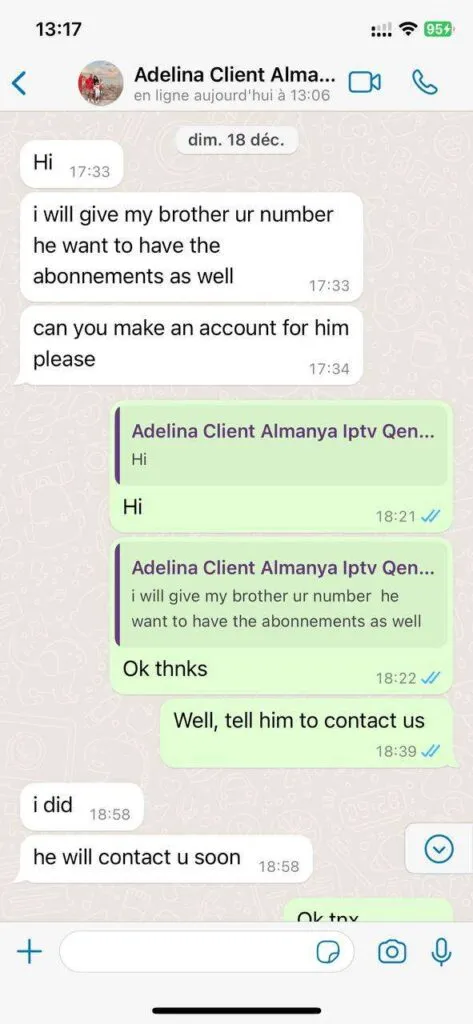 Scotiptv Customer Renewal Feedback on WhatsApp